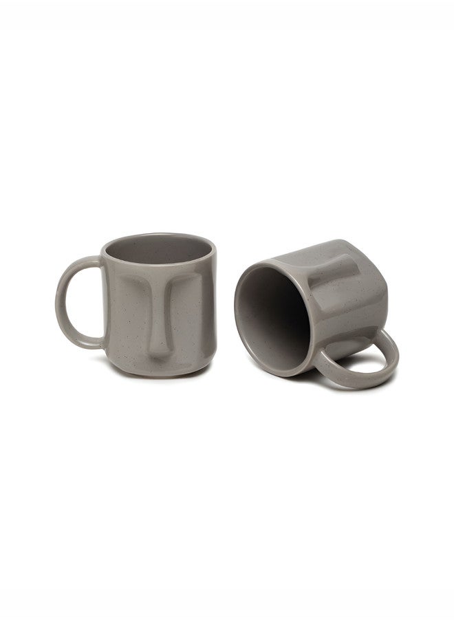Arrabi Grey Textured Stoneware Microwave Safe 2 Piece Mugs - 420ml - Image 3