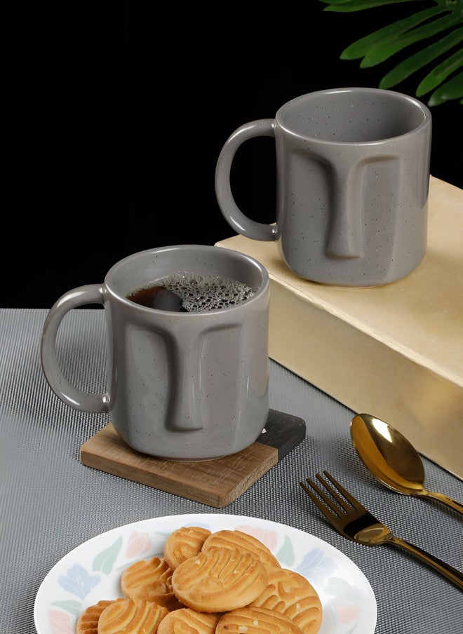 Arrabi Grey Textured Stoneware Microwave Safe 2 Piece Mugs - 420ml - Image 1