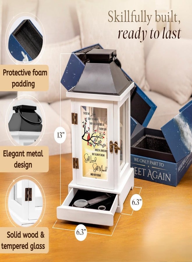 STILLWIND Memorial Lantern with Drawer for Keepsakes - Sympathy Gifts for Loss of Loved One - Memorial Gifts, Bereavement Gifts, Funeral Gifts, Grief Gifts for Women / Men (Candle, Remote, Batteries) - Image 5