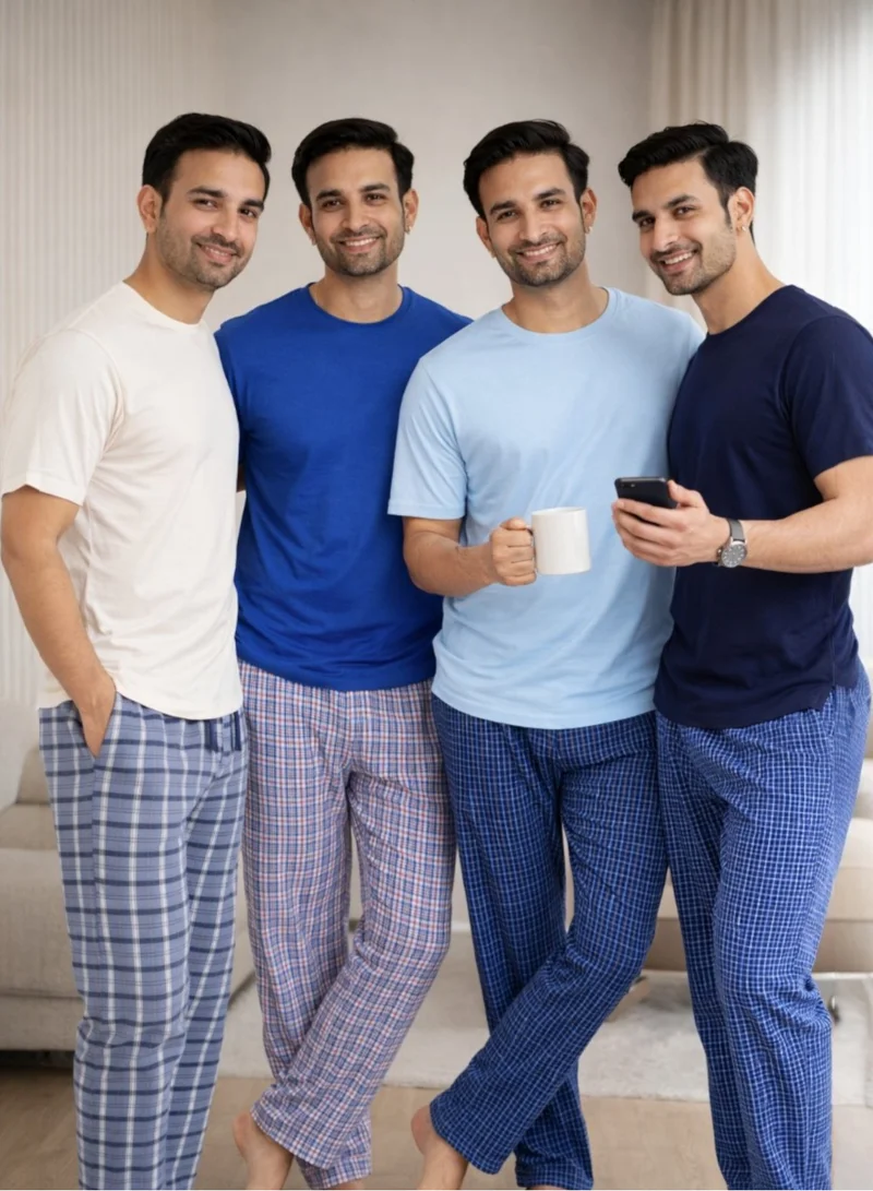 Victor And Jane  Men’s Short Sleeve T-Shirt & Long Pants Pyjama Set – Comfortable Relaxed Fit for Men | Best Price UAE