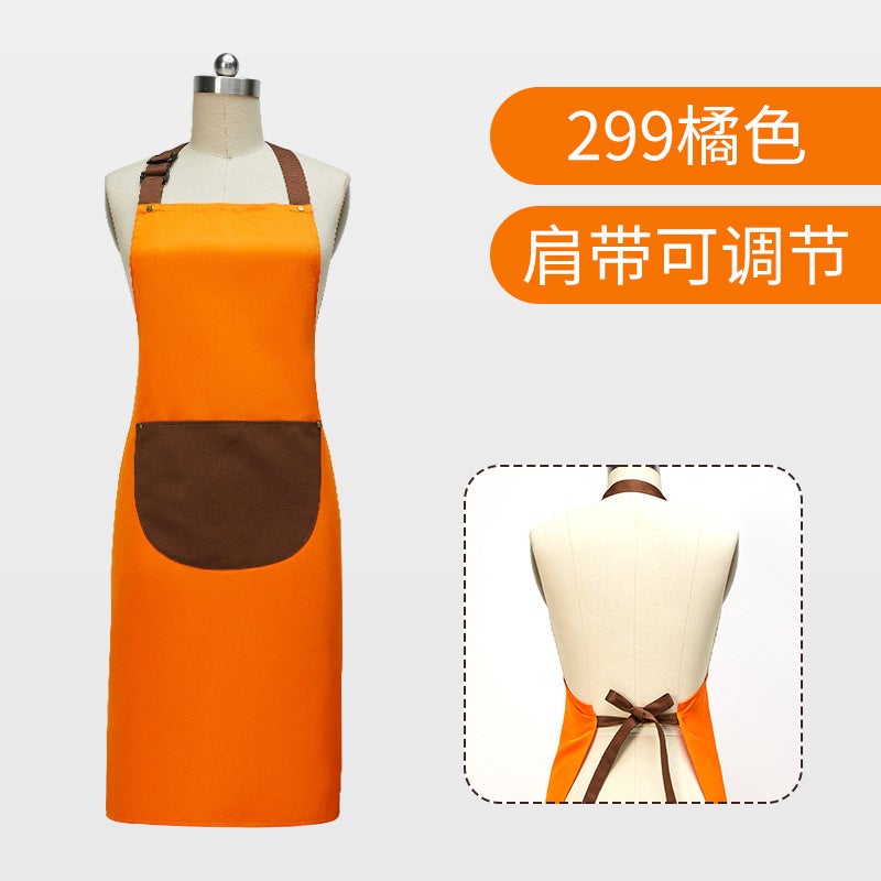 Yellow waterproof canvas apron custom logo printing catering special milk tea shop snack house supermarket work clothes women [340g double-strand work clothes] ls-299 apron orange