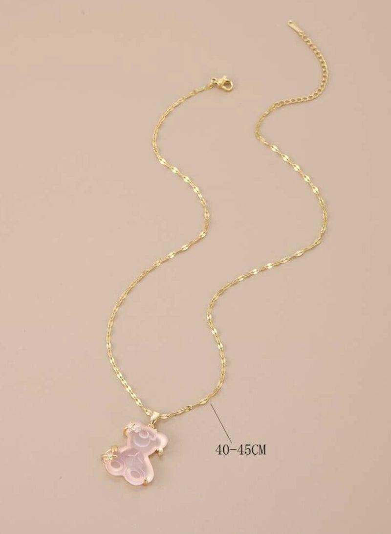 نون-شى سلسال نسائي أنيق مصنوع من الاستانلس ستيل مطلي باللون الذهبي عيار 18 - Image 3