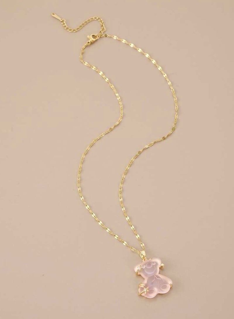 نون-شى سلسال نسائي أنيق مصنوع من الاستانلس ستيل مطلي باللون الذهبي عيار 18 - Image 2