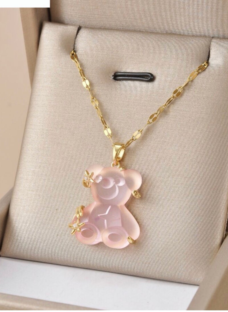 نون-شى سلسال نسائي أنيق مصنوع من الاستانلس ستيل مطلي باللون الذهبي عيار 18 - Image 1