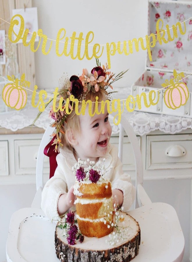 MZ.ogm Our Little Pumpkin 1st Birthday Banner - Fall Baby Shower Decorations - Image 2