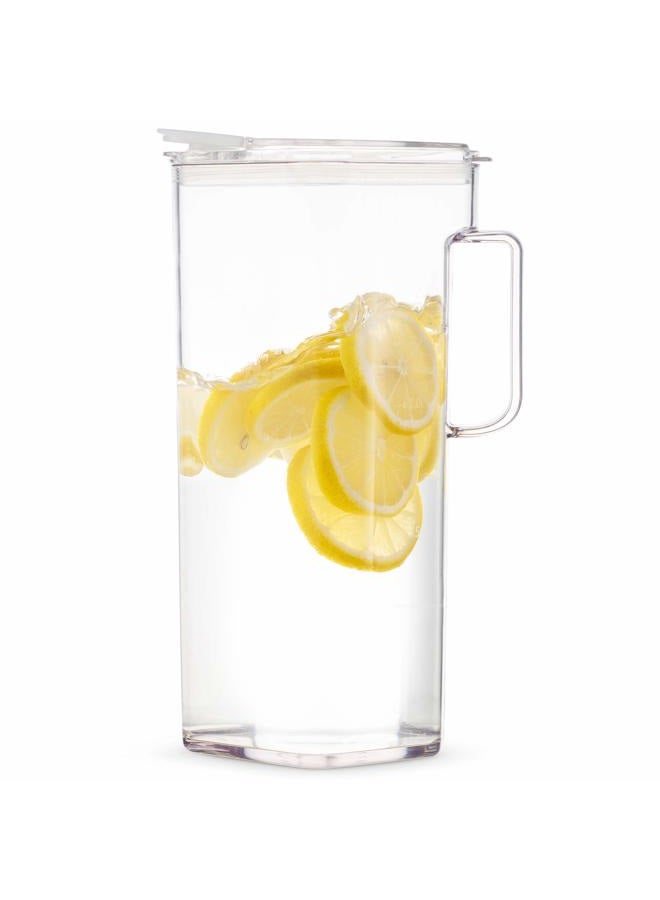 komax Clear Large Tritan Pitcher with Lid | 77 Oz - 2.4 Quart (Full Capacity Jug) | Great Carafe for Water, Juice, Ice Tea, Lemonade, Sangria & Milk | Airtight, BPA Free, Square Shape Water Pitcher - Image 1
