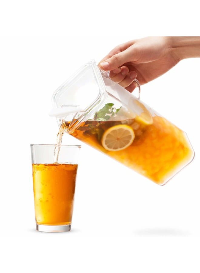 komax Clear Large Tritan Pitcher with Lid | 77 Oz - 2.4 Quart (Full Capacity Jug) | Great Carafe for Water, Juice, Ice Tea, Lemonade, Sangria & Milk | Airtight, BPA Free, Square Shape Water Pitcher - Image 4