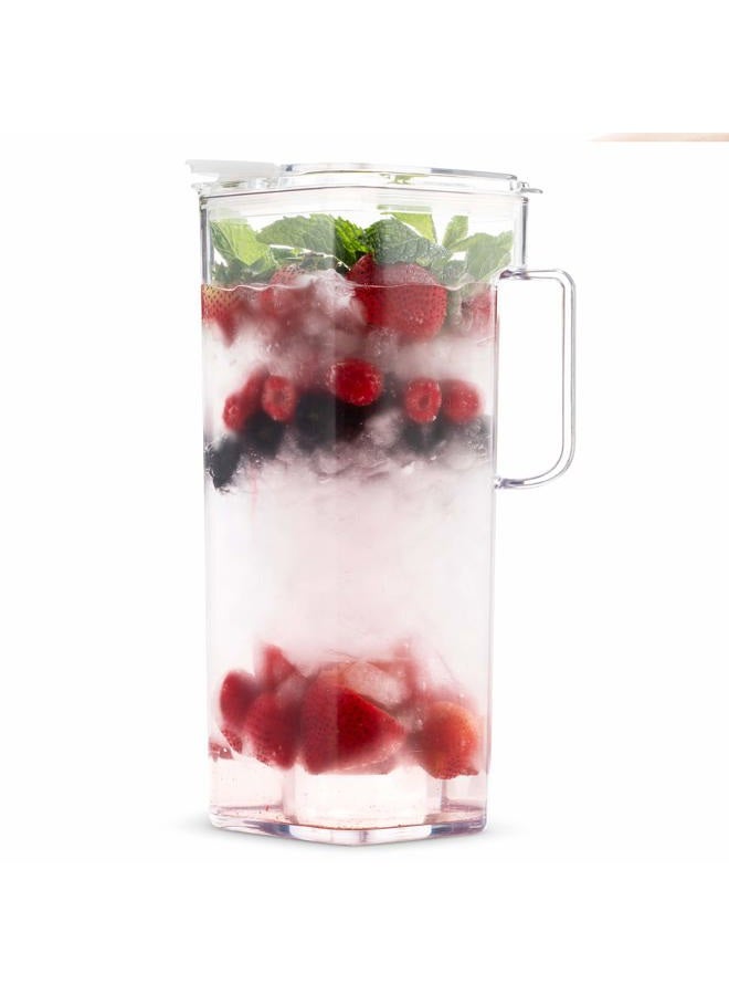komax Clear Large Tritan Pitcher with Lid | 77 Oz - 2.4 Quart (Full Capacity Jug) | Great Carafe for Water, Juice, Ice Tea, Lemonade, Sangria & Milk | Airtight, BPA Free, Square Shape Water Pitcher - Image 3