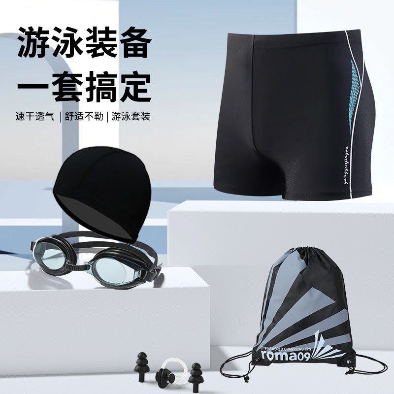 Swimming trunks men''s new adult anti-embarrassment fashion comfortable boxer plus size loose quick-drying men''s swimming trunks suit - Image 4
