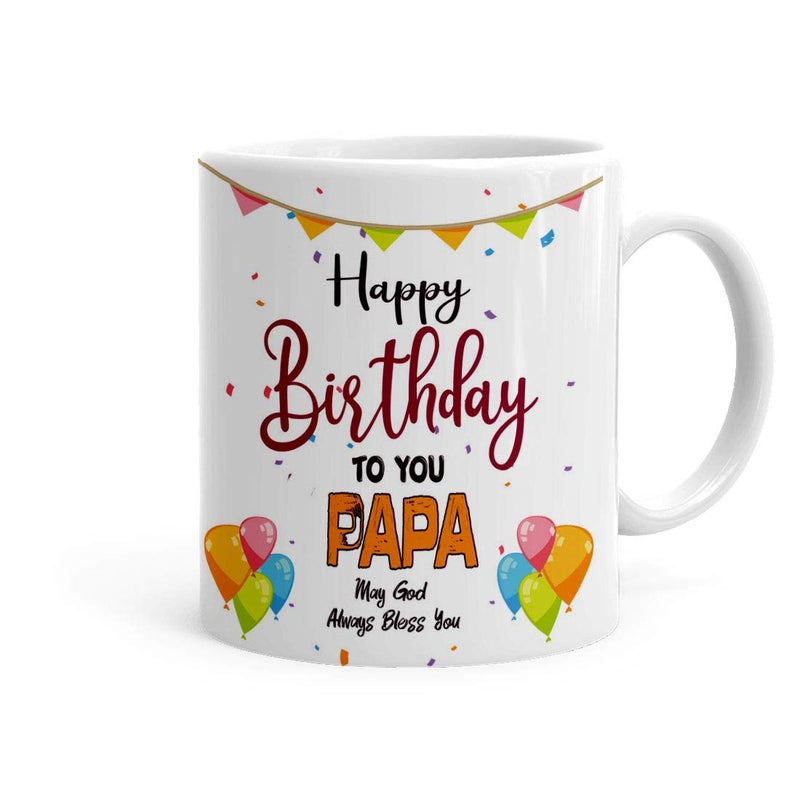 Khakee Happy Birthday Papa Theme Ceramic Coffee Mug 325ml White - Image 1