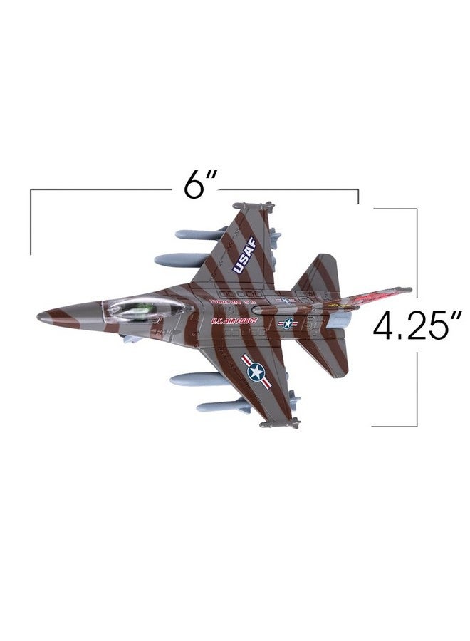 ArtCreativity لعبة طائرة مقاتلة F-16 من ArtCreativity، طائرات مقاتلة عسكرية بسحب للخلف، مجموعة من 2، ألعاب طائرات معدنية مصبوبة، زينة كعكة القوات الجوية العسكرية، هدية عيد ميلاد للأولاد والبنات الصغار - Image 3