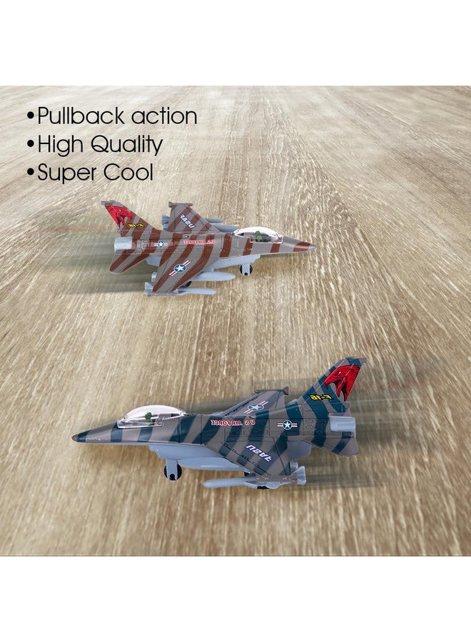 ArtCreativity لعبة طائرة مقاتلة F-16 من ArtCreativity، طائرات مقاتلة عسكرية بسحب للخلف، مجموعة من 2، ألعاب طائرات معدنية مصبوبة، زينة كعكة القوات الجوية العسكرية، هدية عيد ميلاد للأولاد والبنات الصغار - Image 4