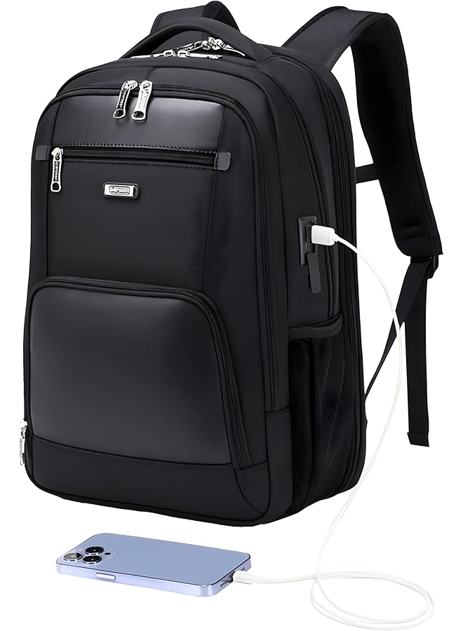 erorex 15.6 Inch Travel Laptop Backpack Waterproof Business Computer Backpack With Usb Charging Port Durable And Large Anti Theft Backpack For Men Flight Approved Carry On Backpack Black  - Image 1