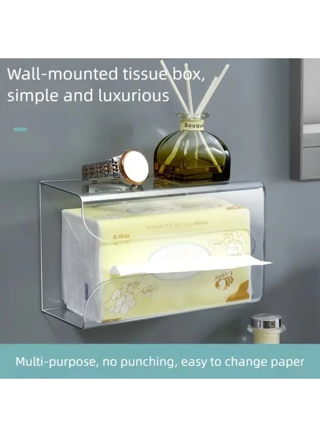 قطعتان غطاء صندوق المناديل البلاستيكي الشفاف للصندوق المكعب موزع المناديل - Image 3