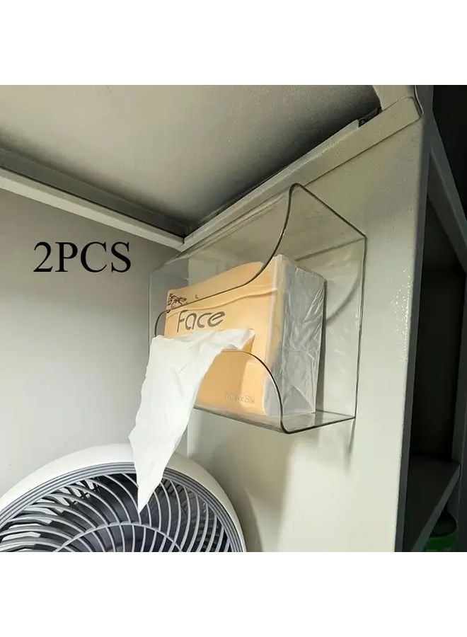 قطعتان غطاء صندوق المناديل البلاستيكي الشفاف للصندوق المكعب موزع المناديل - Image 2