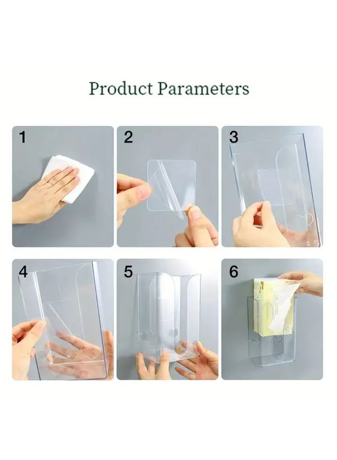 قطعتان غطاء صندوق المناديل البلاستيكي الشفاف للصندوق المكعب موزع المناديل - Image 4