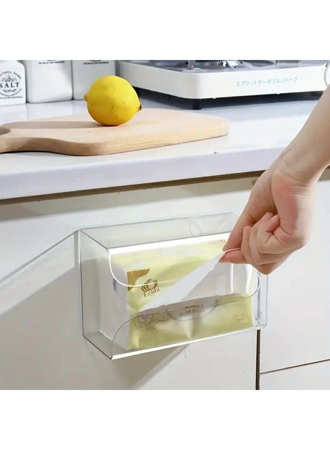 قطعتان غطاء صندوق المناديل البلاستيكي الشفاف للصندوق المكعب موزع المناديل - Image 5