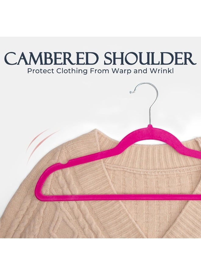 HOUSE DAY أطواق مخملية وردية ساخنة من HOUSE DAY - عبوة 60، أطواق ملابس متميزة غير قابلة للانزلاق، أطواق وردية قوية للاستخدام الثقيل، أطواق بدلات متينة، توفير المساحة بدون علامات على الأطواق، دوران 360 درجة - Image 5