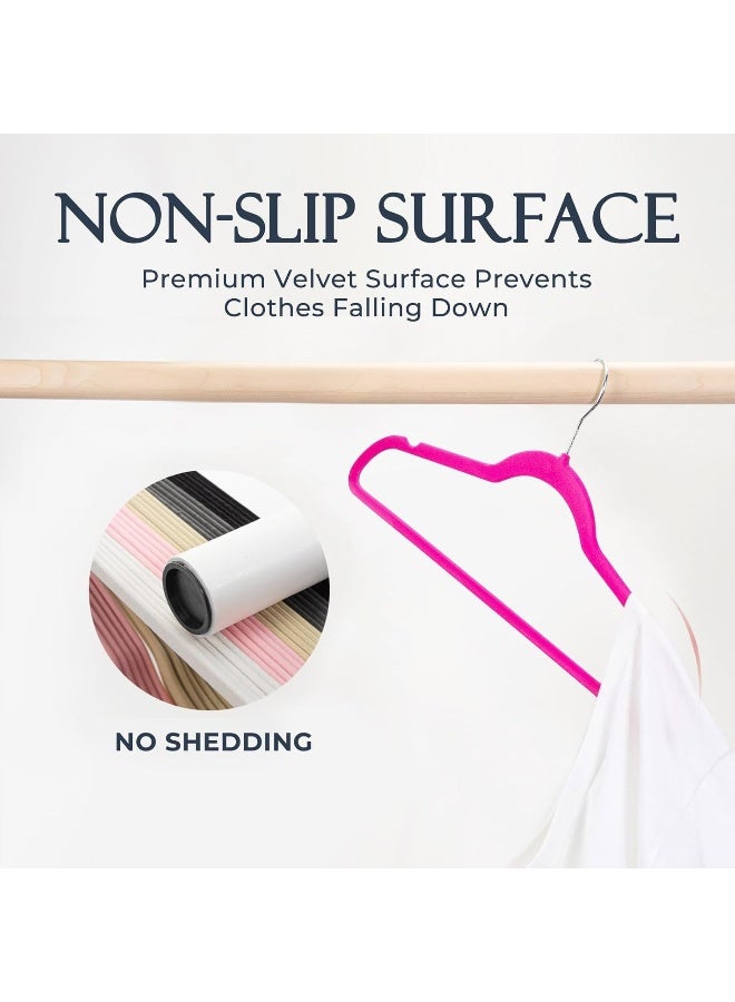 HOUSE DAY أطواق مخملية وردية ساخنة من HOUSE DAY - عبوة 60، أطواق ملابس متميزة غير قابلة للانزلاق، أطواق وردية قوية للاستخدام الثقيل، أطواق بدلات متينة، توفير المساحة بدون علامات على الأطواق، دوران 360 درجة - Image 2