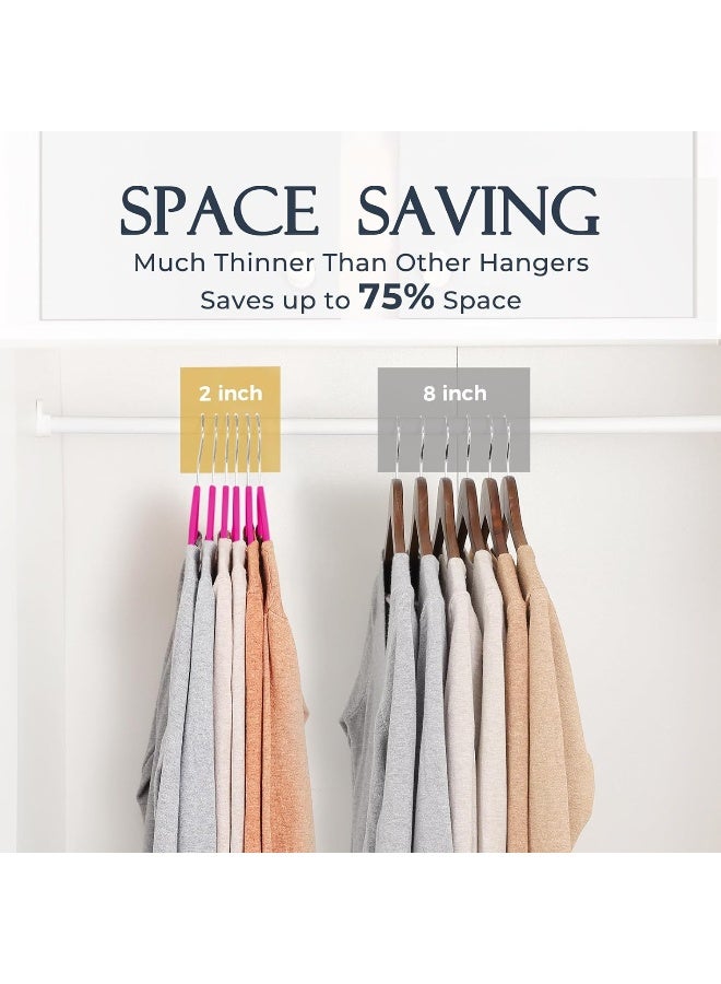 HOUSE DAY أطواق مخملية وردية ساخنة من HOUSE DAY - عبوة 60، أطواق ملابس متميزة غير قابلة للانزلاق، أطواق وردية قوية للاستخدام الثقيل، أطواق بدلات متينة، توفير المساحة بدون علامات على الأطواق، دوران 360 درجة - Image 4