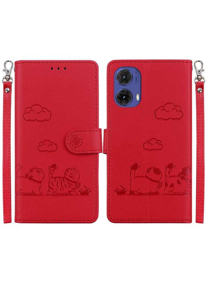 S-TOP Case For Motorola Moto G85 Cute Cats RFID Leather Phone Case - Image 1