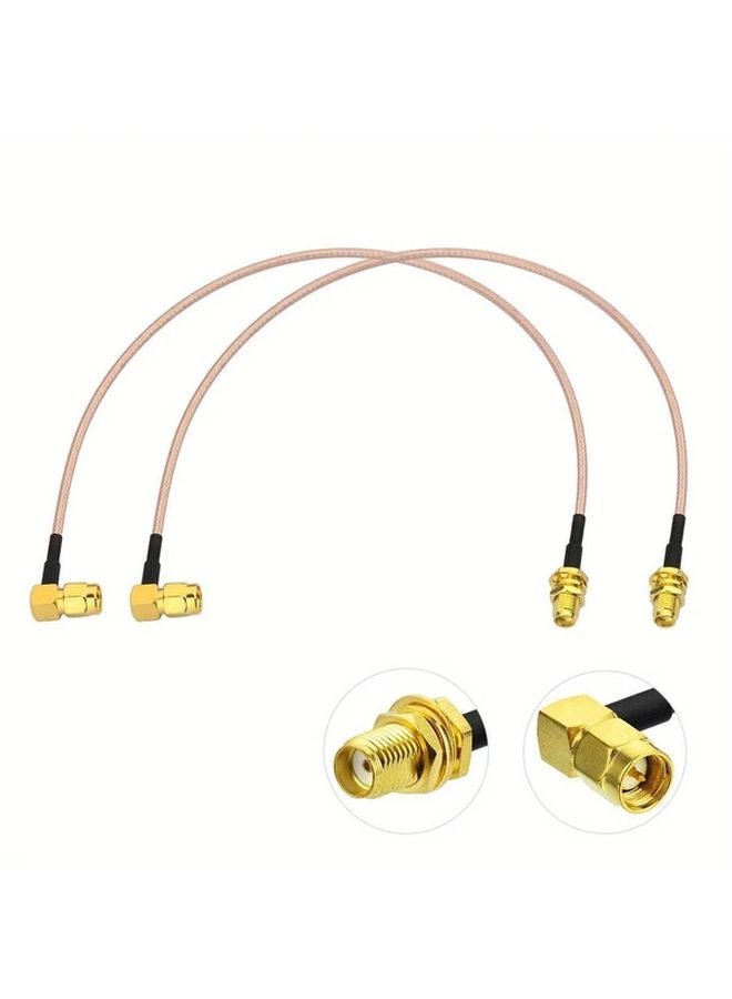 2pcs SMA Female To Male Right Angle RG316 Antenna Extension Cable 12 Inch 30cm - Image 1