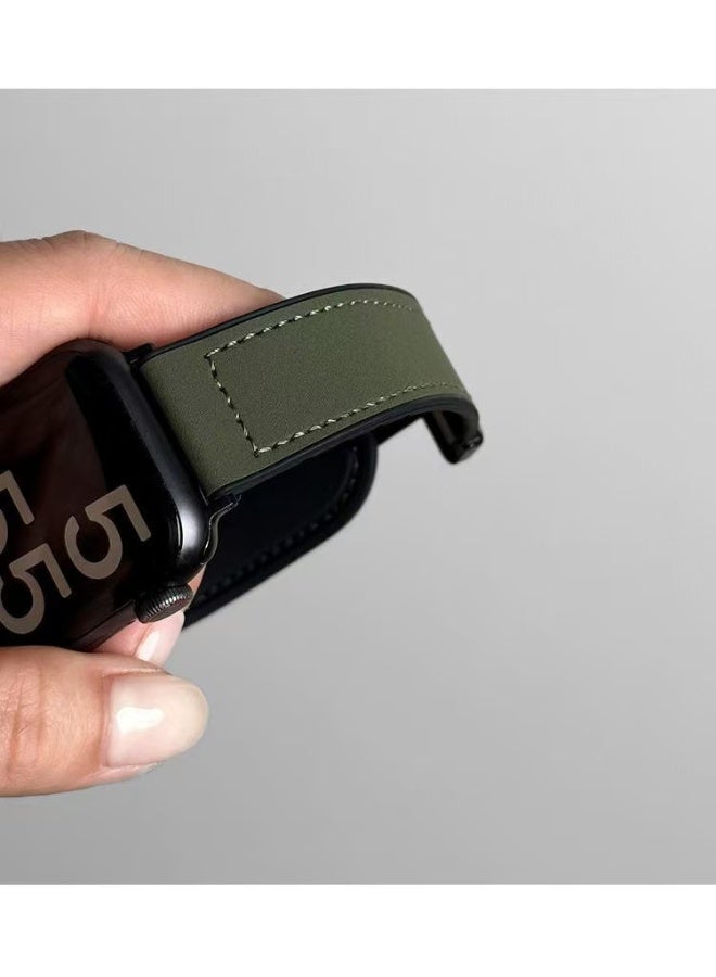 Watch Band Compatible for Apple Watch Series Band 42mm 44mm 45mm 46mm 49mm women, Genuine Leather Double Tour Designed Slim Replacement Strap for iWatch Series10 9 8 7 6 SE - Image 4