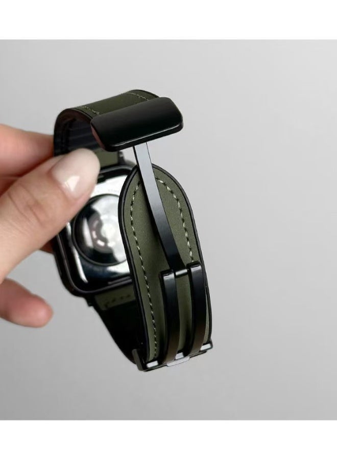 Watch Band Compatible for Apple Watch Series Band 42mm 44mm 45mm 46mm 49mm women, Genuine Leather Double Tour Designed Slim Replacement Strap for iWatch Series10 9 8 7 6 SE - Image 2