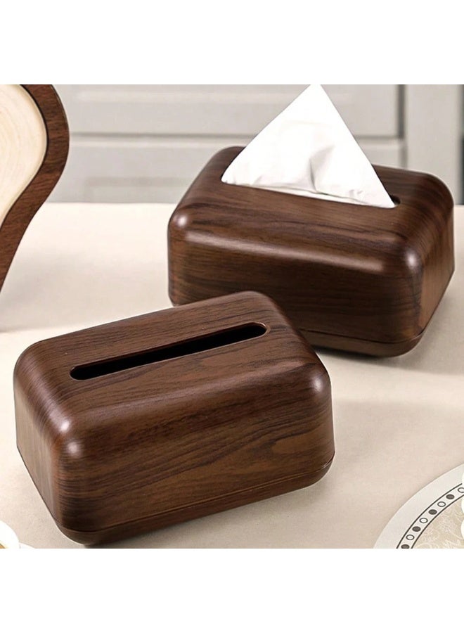 Fasola Rectangular Tissue Box Cover, Wood Grain Tissue Holder, Spring-Loaded Napkin Dispenser for Coffee Table, Kitchen Counter, Office Desk (Brown, 18x10.5x11.7 cm) - Image 5