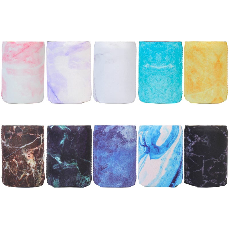 HaiMay HaiMay 10 Pieces Beer Can Sleeves Beer Can Coolers Drink Cooler Sleeves for Cans and Bottles Marble Styles 