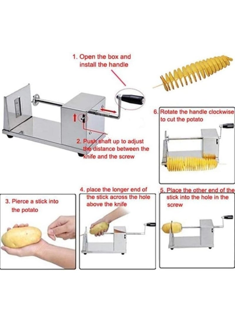 ELTRAZONE NEW Stainless Steel Manual Spiral Potato Chips Slicer – Tornado Potato Chips Cutter with Vegetable Slicer for Kitchen, Lightweight, Versatile Slicing Tool for Homemade Chips & Veggies - Image 2