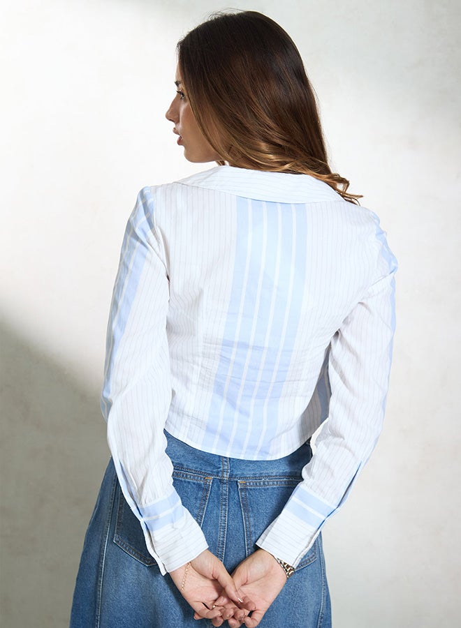 Virgio VIRGIO 100% Cotton Stripe Bustier Style Crop Shirt  - Image 4