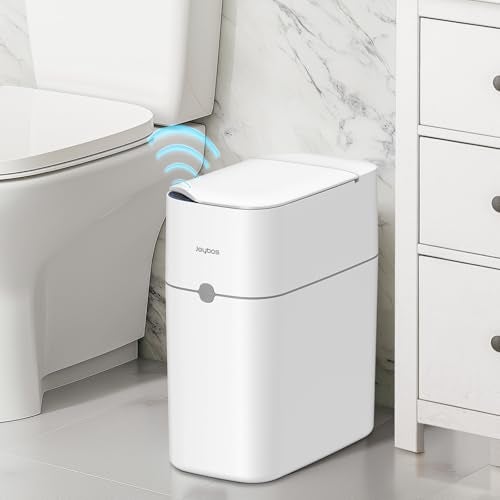 MOPALL Automatic Motion Sensor Bathroom Trash Can with Lid, 3 Gallon Smart Garbage Can, Touchless Trash Can Slim Small Trash Bin Waterproof Wastebasket for Toilet Bedroom Office Kitchen Living Room RV - Image 1
