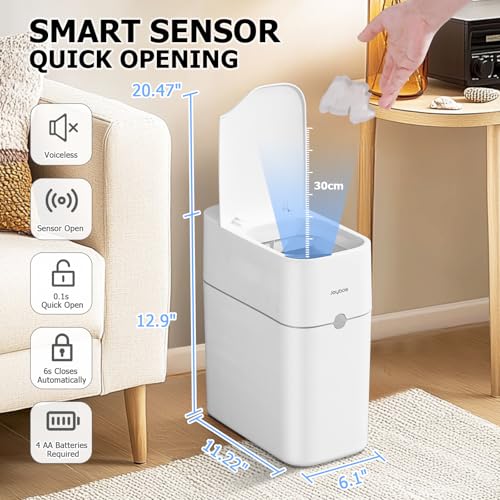 MOPALL Automatic Motion Sensor Bathroom Trash Can with Lid, 3 Gallon Smart Garbage Can, Touchless Trash Can Slim Small Trash Bin Waterproof Wastebasket for Toilet Bedroom Office Kitchen Living Room RV - Image 2