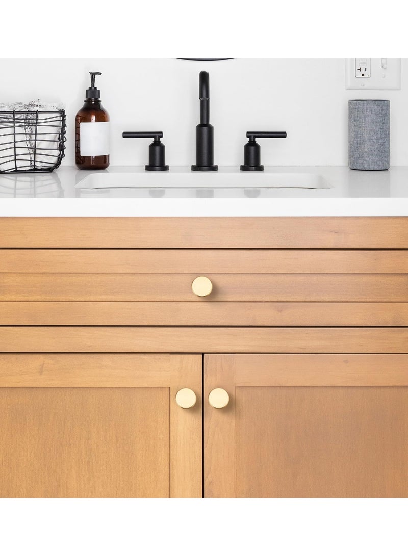 KASTWAVE 4 Pack Brushed Brass Kitchen Cabinet Hardware Knobs Round Solid Knurled Handles Single Hole Drawer Knobs for Cabinet Furniture Gold Dresser Pulls - Image 4