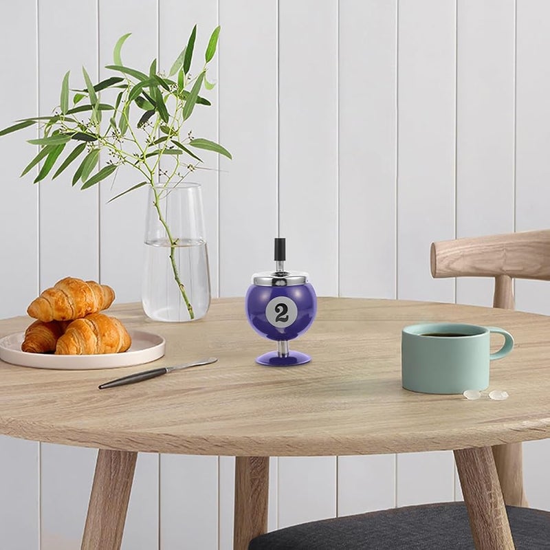 Automatic Extinguishing Iron Ashtray Compact Windproof Blue Tabletop Decor for Home Office Bar - Image 4