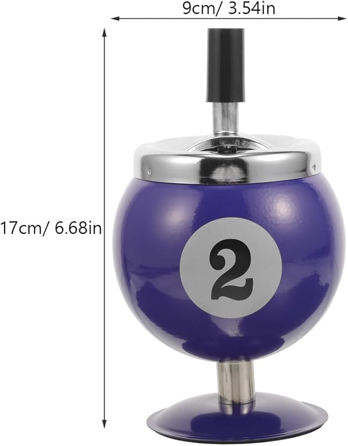 Automatic Extinguishing Iron Ashtray Compact Windproof Blue Tabletop Decor for Home Office Bar - Image 3