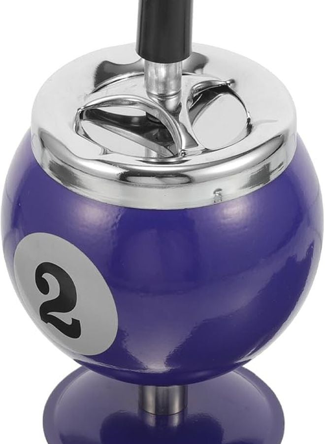 Automatic Extinguishing Iron Ashtray Compact Windproof Blue Tabletop Decor for Home Office Bar - Image 2