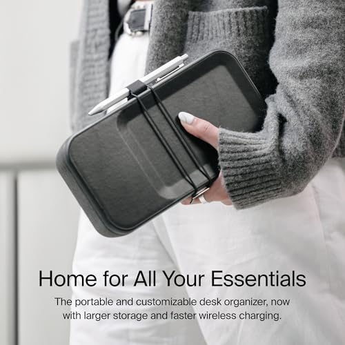 Orbitkey Nest V2 | حافظة منظم مكتب محمولة وقابلة للتخصيص مع شاحن لاسلكي مدمج | غلاف بولي كربونات مع قماش نايلون بولي ميلانج وسبائك زنك (رمادي فاتح) - Image 2