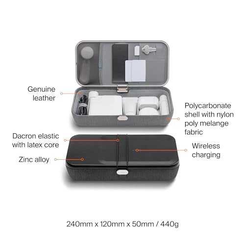 Orbitkey Nest V2 | حافظة منظم مكتب محمولة وقابلة للتخصيص مع شاحن لاسلكي مدمج | غلاف بولي كربونات مع قماش نايلون بولي ميلانج وسبائك زنك (رمادي فاتح) - Image 5
