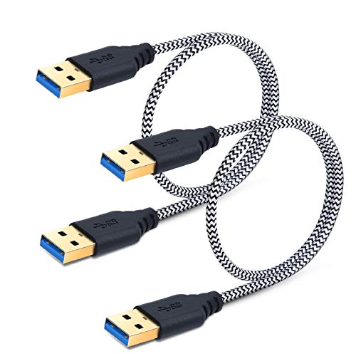 Besgoods 2-Pack 1.5ft Short Braided USB 3.0 A to A Cable - Male to Male USB Cable Cord for Laptop Cooling Pad, DVD Players, Hard Drive Enclosures, White - Image 1