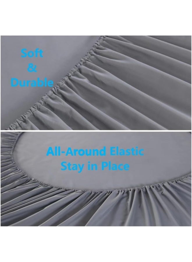 SDIII 2-Pack Gray Fitted Sheet Full, Bed in a Bag Gray Full Fitted Sheets Only, Super Soft Microfiber, Wrinkle and Fade Resistant, Deep Pocket Fitted Sheets  - Image 5