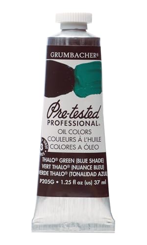 Grumbacher Pre-Tested Oil Paint, 37ml/1.25 Ounce, Thalo Green (Blue Shade) (P205G) - Image 1