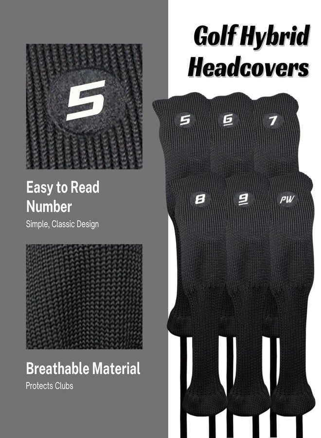 Majek All Hybrid Head Cover Golf Club Black Sleek Tight Fit Headcover Set 5-PW Acrylic Head Covers 5 6 7 8 9 PW Easy to See Large White Embroidered Numbers - Image 3