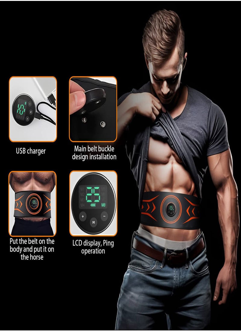 Y&D Abs Stimulator, with Figure 8 Resistance Band, Ab Machine, Fitness Workout Equipment for Men Women Abdominal Muscle Burn Fat and Loss Weight at Home, Office, Belt 24"-55" Black  - Image 2