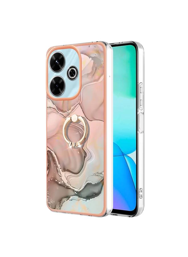 اس-توب جراب لهاتف Redmi 13 4G مطلي بالرخام الكهربائي مع حلقة من الجانبين IMD - Image 1