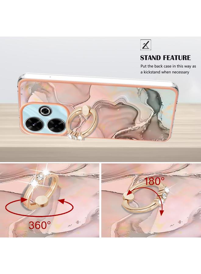 اس-توب جراب لهاتف Redmi 13 4G مطلي بالرخام الكهربائي مع حلقة من الجانبين IMD - Image 3