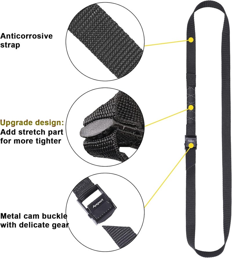 Ayaport Lashing Straps with Buckles Add Stretch Part Designed for Tighter Adjustable Cam Buckle Tie Down Cinch Strap for Packing Black 4 Pack - Image 2