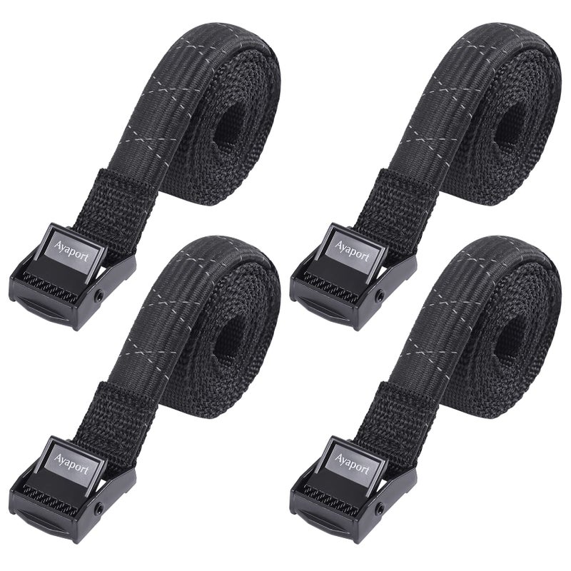 Ayaport Lashing Straps with Buckles Add Stretch Part Designed for Tighter Adjustable Cam Buckle Tie Down Cinch Strap for Packing Black 4 Pack - Image 1