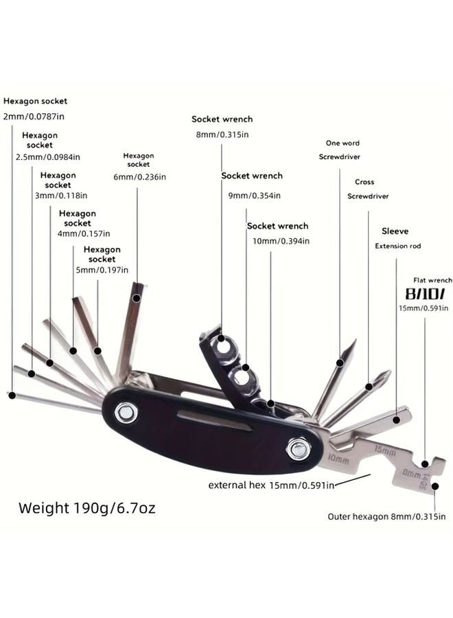 Black Portable Folding Multi Tool Kit with Hex Keys and Screwdriver Set - Image 5